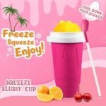 2 Pack Slushie Cup, Slushy Maker Cups, Magic Quick Frozen Squeeze Cups for Ice Cream Juice Milk Yogurt, DIY Smoothie Cooling Cup with Lid and Straw for Kids Friends Family (Blue and Pink)