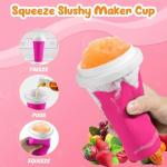 2 Pack Slushie Cup, Slushy Maker Cups, Magic Quick Frozen Squeeze Cups for Ice Cream Juice Milk Yogurt, DIY Smoothie Cooling Cup with Lid and Straw for Kids Friends Family (Blue and Pink)