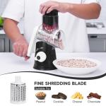 REDPANT Rotary Cheese Grater with Handle, Kitchen Mandoline Vegetable Slicer with 3 Interchangeable Blades & Strong Suction Base, Easy to Clean Grater for Vegetables, Fruit, Nuts, Black