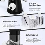 REDPANT Rotary Cheese Grater with Handle, Kitchen Mandoline Vegetable Slicer with 3 Interchangeable Blades & Strong Suction Base, Easy to Clean Grater for Vegetables, Fruit, Nuts, Black