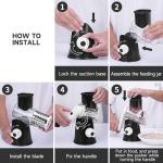 REDPANT Rotary Cheese Grater with Handle, Kitchen Mandoline Vegetable Slicer with 3 Interchangeable Blades & Strong Suction Base, Easy to Clean Grater for Vegetables, Fruit, Nuts, Black