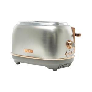 Haden Heritage 2 Slice Wide Slot Stainless Steel Toaster with Adjustable Browning Control & Non-Slip Feet, Steel & Copper