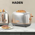 Haden Heritage 2 Slice Wide Slot Stainless Steel Toaster with Adjustable Browning Control & Non-Slip Feet, Steel & Copper