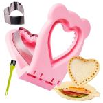 LEPCY Uncrustables Sandwich Maker Sealer Cutter, Crustless Sandwich Cutter, PB&J Uncrustable Maker - Color Pink, Heart Shape