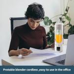 Portable blender,USB-C rechargeable,Personal compact travel juicer cup15OZ for Shakes, Smoothies,Fresh juice,Self-cleaning,Leakproof lid, Smart time display,12 blades,with strong blending White