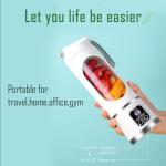 Portable blender,USB-C rechargeable,Personal compact travel juicer cup15OZ for Shakes, Smoothies,Fresh juice,Self-cleaning,Leakproof lid, Smart time display,12 blades,with strong blending White