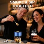 Electric Whiskey Smoker Kit with Built-in Lighter, Rechargeable Cocktail Smoker for Drinks & Food, Includes 6 Wood Chips & USB Charging – Unique Flame Gift for Men, Dad, or Husband