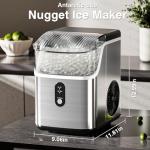 Nugget Countertop Ice Maker with Soft Chewable Pellet Ice, Automatic Cleaning, 34Lbs/24H, Pebble Ice Machine with Ice Scoop, Sonice Ice, One Click Operation for Office/Home/Bar(Stainless Steel Silver)
