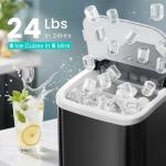 OLIXIS Ice Maker Machine with Handle,26lbs in 24Hrs,9 Ice Cubes in 6 Mins,Auto-Cleaning Portable Ice Maker with Basket and Scoop, Countertop Ice Maker for Home/Kitchen/Camping/RV, Sleek Black