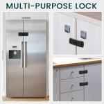 CLYMENE French Door Fridge Lock - Childproof, Adjustable, Easy Install - Cabinet Safety Latch Lock for Kids & Toddlers (Black)