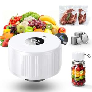 3-in-1 Electric Mason Jar Vacuum Sealer Kit for Mason Jars, Food Savers & Containers | Food Preservation System for Kitchen | Ideal for Canning Jams, Pickles, Dry Foods, Grains & Leftovers (White)