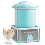 Nostalgia Electric Ice Cream Maker with 2-Qt Double Insulated Gel Canister & Stainless Steel Base - Makes Sorbet, Soft Serve, and Frozen Yogurt - Aqua