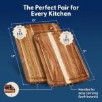 Set of 2 Sonder Los Angeles Acacia Wood Cutting Boards with Juice Groove, Gift Box Included - Small & Medium Sizes: 14x10x1in & 12x8x1in. Ideal for Meat, Vegetables, and Organic Produce Sustainable