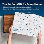 Set of 2 Sonder Los Angeles Acacia Wood Cutting Boards with Juice Groove, Gift Box Included - Small & Medium Sizes: 14x10x1in & 12x8x1in. Ideal for Meat, Vegetables, and Organic Produce Sustainable