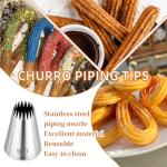 3Pcs Large Churro Piping Tips and Bags Set,9FT Pastry Tips with 30PACK 18Inch Large Piping Bags Disposable for churros maker,French Star Piping Tips for Eclairs,Butter Cookies,Cupcake Decorating tips
