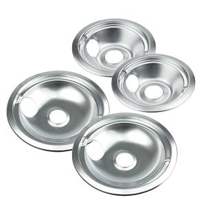 Chrome Range Drip Pans compatible with GE, Hotpoint and Kenmore Electric Stove - Replacement for WB31T10010, WB31T10011 (4 Pack, 2pcs 6" and 2pcs 8")