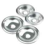 Chrome Range Drip Pans compatible with GE, Hotpoint and Kenmore Electric Stove - Replacement for WB31T10010, WB31T10011 (4 Pack, 2pcs 6" and 2pcs 8")