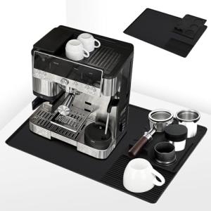 Roliwils Silicone Coffee Mat 23"x15" Anti-Slip Heat-Resistant, 2-in-1 Design with Raised Edge | Compatible with Ninja Luxe Cafe Accessories & Home Espresso Machines | Coffee Bar Mat