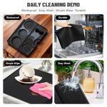 Roliwils Silicone Coffee Mat 23"x15" Anti-Slip Heat-Resistant, 2-in-1 Design with Raised Edge | Compatible with Ninja Luxe Cafe Accessories & Home Espresso Machines | Coffee Bar Mat