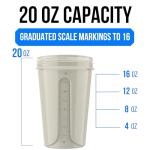 VELOMIX -2 Pack- 20 oz Protein Shaker Bottles for Protein Mixes - 2x Wire Whisk | Leak Proof Shaker Cups for Protein Shakes and Pre Workout | Protein Shaker Bottle Pack (Gray/White)