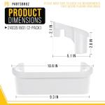 PartsBroz 240351601 Freezer Door Shelf Bin (2-Pack) for Frigidaire Freezer Door Shelf Replacement, Kenmore, Westinghouse Refrigerator Freezer White Bottom Lower Side Shelves AP2115974 PS430027