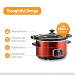 Toastmaster 4-Quart Digital Slow Cooker with Locking Lid - Food Warmer for Dip, Soups, Parties, Meal Preparation & More - Red