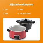 Toastmaster 4-Quart Digital Slow Cooker with Locking Lid - Food Warmer for Dip, Soups, Parties, Meal Preparation & More - Red