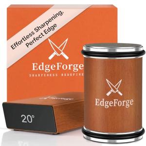 EdgeForge™ Rolling Knife Sharpener Kit - Beech Wood Magnetic Rolling Sharpener for Knives with 15 & 20 Degree Angles - Elegant Gift for Chefs & Cooks - Knife Sharpening Kit for Kitchen & Pocket Knives