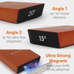 EdgeForge™ Rolling Knife Sharpener Kit - Beech Wood Magnetic Rolling Sharpener for Knives with 15 & 20 Degree Angles - Elegant Gift for Chefs & Cooks - Knife Sharpening Kit for Kitchen & Pocket Knives