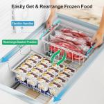 iSPECLE Chest Freezer Organizer - 2 Pack Hanging Freezer Organizer Bins with Expandable Handle for 10 to 20 Cu.Ft, Sort and Easy Slide to Get Bottom Frozen Food, Sturdy Baskets, White