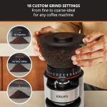 KRUPS Flat Burr Coffee Grinder Electric, 18 Adjustable Grind Settings, 2-20 Cups per Grind, Single Touch, Coffee Bean and Spice Grinder, Stainless Steel, Black