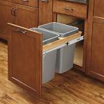 Rev-A-Shelf Top Mount Double Pullout Under Cabinet 35 Quart Kitchen Trash Cans w/ Soft-Close, 150 Pound Rated Full-Extension Slides, 4WCTM-18BBSCDM2