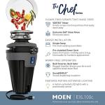 Moen Chef Series 1 HP Continuous Feed Lighted Garbage Disposal with Sound Reduction for Under Sink, Power Cord Included, EXL100C