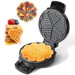 UVFAST Heart Waffle Maker, Heart Shaped Waffle Iron 5 Slices, Mini Waffle Makers with 8'' Non-stick Plates, Adjustable 5 Browning Control, Cool Touch Handle, Easy to Clean, 1000W