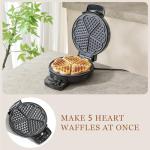 UVFAST Heart Waffle Maker, Heart Shaped Waffle Iron 5 Slices, Mini Waffle Makers with 8'' Non-stick Plates, Adjustable 5 Browning Control, Cool Touch Handle, Easy to Clean, 1000W