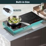 Induction Cooktop with 2 Burners, Horizontal Electric Stove, Built-In Induction Cooker, 1800W Sensor Touch Electric Cooktop, 18 Power Levels, Timer, Safety Lock, 120V, 20 Inch