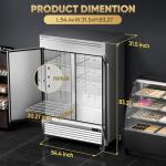 Coolski 54"W Commercial Freezer, -13℉ ~-5℉, 49 Cu.Ft 2 Door Reach-In Stainless Steel Upright Freezer for Restaurant, Cafe, Shop, Business, 8 Adjustable Shelves