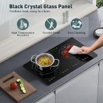 Induction Cooktop with 2 Burners, Horizontal Electric Stove, Built-In Induction Cooker, 1800W Sensor Touch Electric Cooktop, 18 Power Levels, Timer, Safety Lock, 120V, 20 Inch