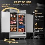 Coolski 54"W Commercial Freezer, -13℉ ~-5℉, 49 Cu.Ft 2 Door Reach-In Stainless Steel Upright Freezer for Restaurant, Cafe, Shop, Business, 8 Adjustable Shelves