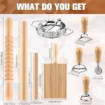 9 Pcs Gnocchi Pasta Making Tools kit - Gnocchi Board, Pasta Cutter, Ravioli Stamp, Wood Threaded Pasta Roller Pin Set, Noodle and Dumplings Maker, Homemade Kitchen Gift for Pasta Lovers