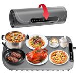 Warming Mat for Food, Upgraded Fast-Heating Electric Warming Tray with 7 Temp Levels & 8 Timers, Buffet Raised Feet & Rollable Silicone Heat Pad, Portable Food Warmer for Home, Party & Travel
