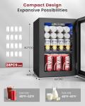 Feelfunn 24 Cans Beverage Refrigerator Cooler - Mini Fridge with Digital Temperature Control, Soda Wine Beer Drink Fridge - Small Refrigerator for Office Home Bedroom Dorm Bar, Black