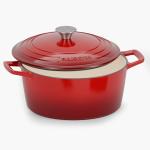 Bakken Enameled Cast Iron Dutch Oven Pot, 6QT Dutch Oven for Bread Baking, Braising & Roasting, Kitchen & Campfire Cooking, Moisture-Locking Lid, Oven Safe Up To 500°F, Works on All Cooktops, Red