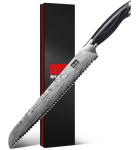 SHAN ZU 10 inch Bread Knife in Powder Steel, Serrated Bread Knife for Homemade Bread Sourdough Ultra Sharp Bread Slicer Knives with Ergonomic Pakkawood Handle for Sourdough, Turkey and Fruit