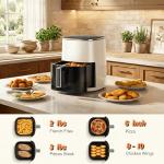 Air Fryer 6QT with Clear Window, 12-in-1 Air Fryer Oven, Square Airfryer, Air Fry, Roast, Reheat, Dehydrate, Bake, Steam, 400°F Rapid Air Crispy Technology, Beige