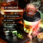 Electric Whiskey Smoker Kit with 7 Light Modes,Rechargeable Cocktail Smoker with 2 Wooden Bourbon Glasses,10 Natural Wood Chips,Food-Grade Stainless Steel Ice Cubes & Mold,Gift for Men, Dad, Husband