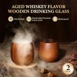 Electric Whiskey Smoker Kit with 7 Light Modes,Rechargeable Cocktail Smoker with 2 Wooden Bourbon Glasses,10 Natural Wood Chips,Food-Grade Stainless Steel Ice Cubes & Mold,Gift for Men, Dad, Husband