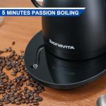 Bonavita Cosmopolitan 1.0L Gooseneck Electric Kettle, Stainless Steel Water Boiler for Coffee Brew and Tea Precise Pour Control, 6 Preset Temps, Glass Touch Panel, 1200W Fast Boil, Matte Black