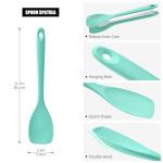 Doosu Silicone Spoon Spatula, 600ºF Heat-Resistant Food Grade Rubber Spoonula with Seamless Design, Non-Stick Flexible Scraper Kitchen Cooking Spoon Baking Tool for Mixing, Scraping (Aqua Sky)