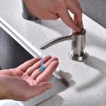 Heouty Kitchen Sink Soap Dispenser, Brushed Nickel Built in Soap Dispenser, ABS Pump Head with 12 Ounce Refillable Bottle, Under Counter Dish Soap Hand Lotion Dispenser